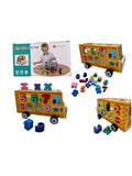 Set Interactiv cu forme, cifre și litere - Autobuz educativ din lemn, 3+ ani