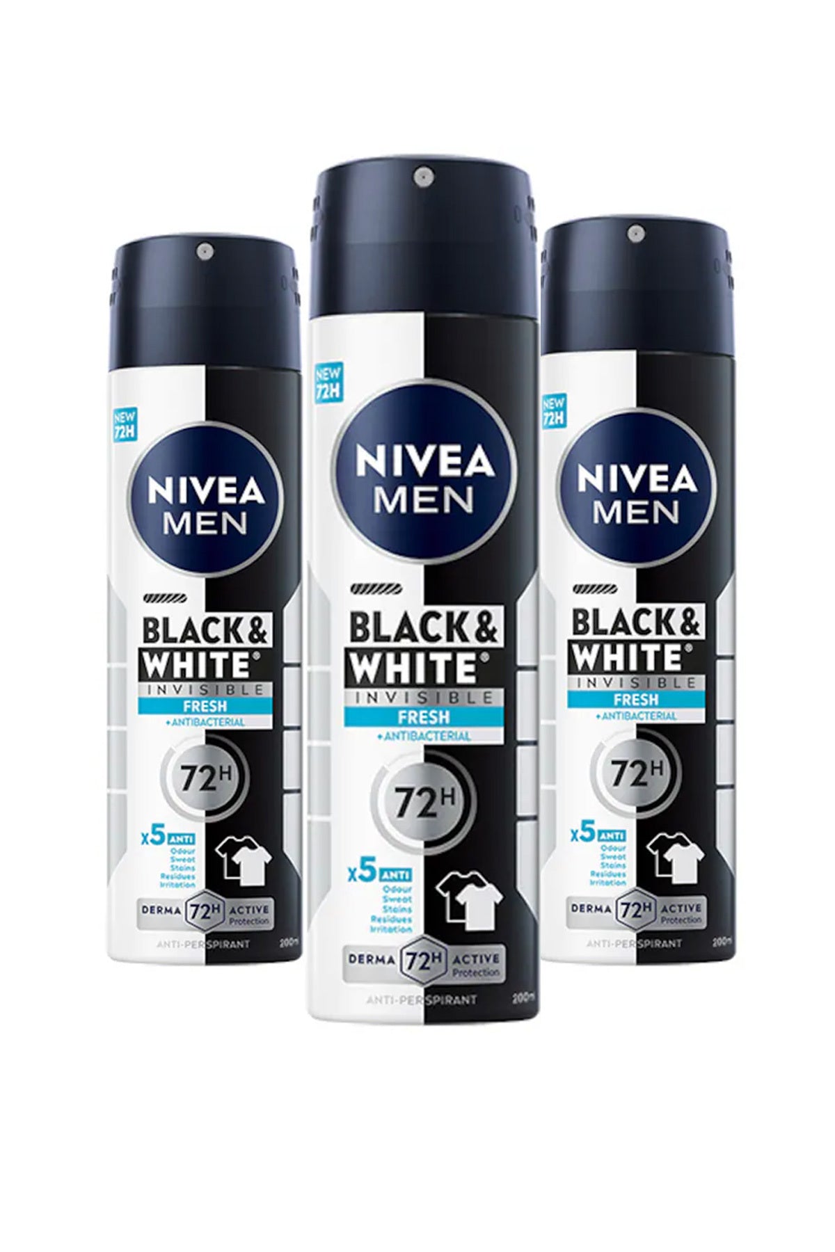 Set deodorant Black & White Invisible Fresh, 200 ml, 3 bucăți