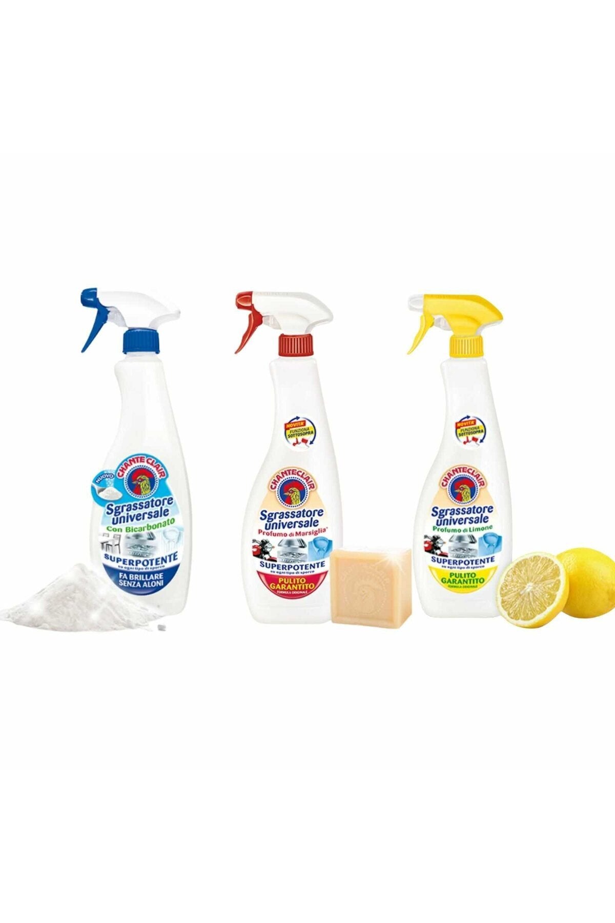 Pachet 3 X Detergent Universal Degresant Chanteclair, Cu Bicarbonat, Lamaie, Marsiglia 600 ml