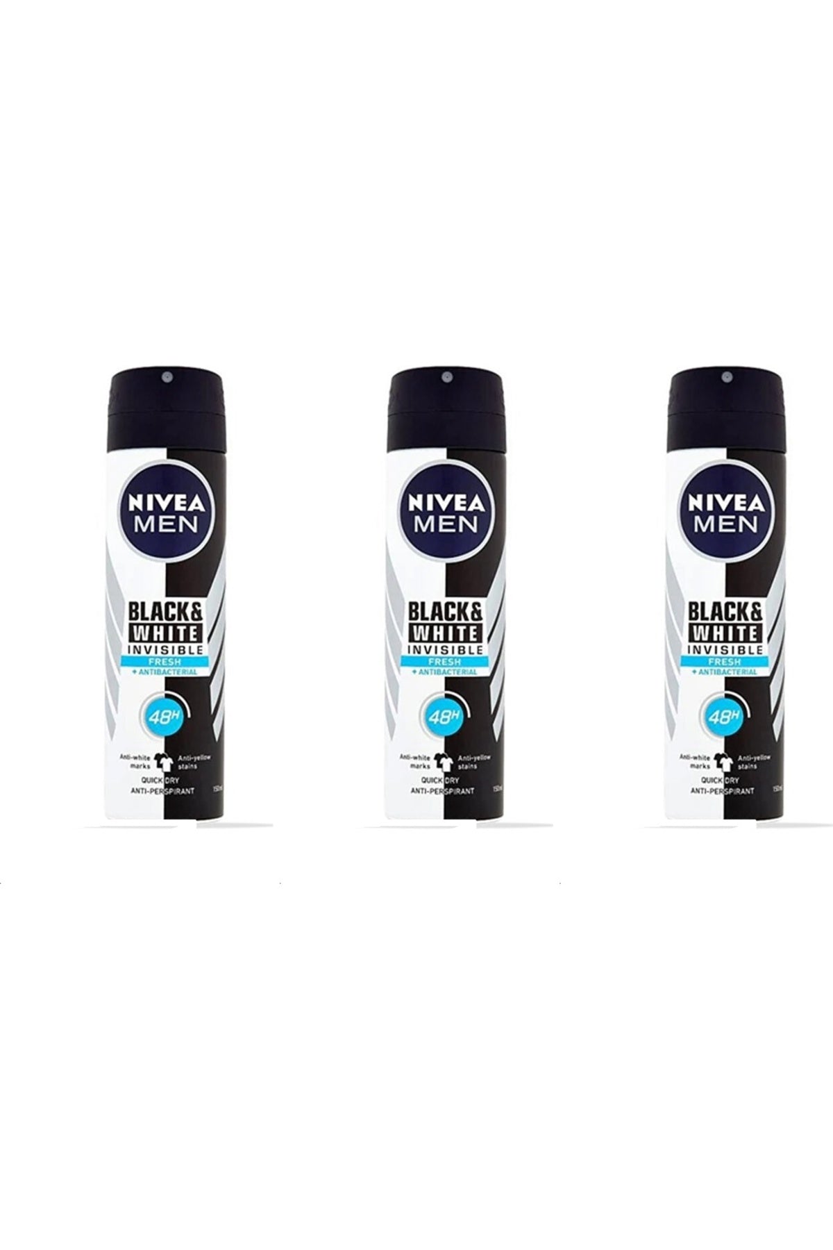 Set 3 bucăți Spray antiperspirant bărbați Invisible Fresh Black & White 48h, 150ml
