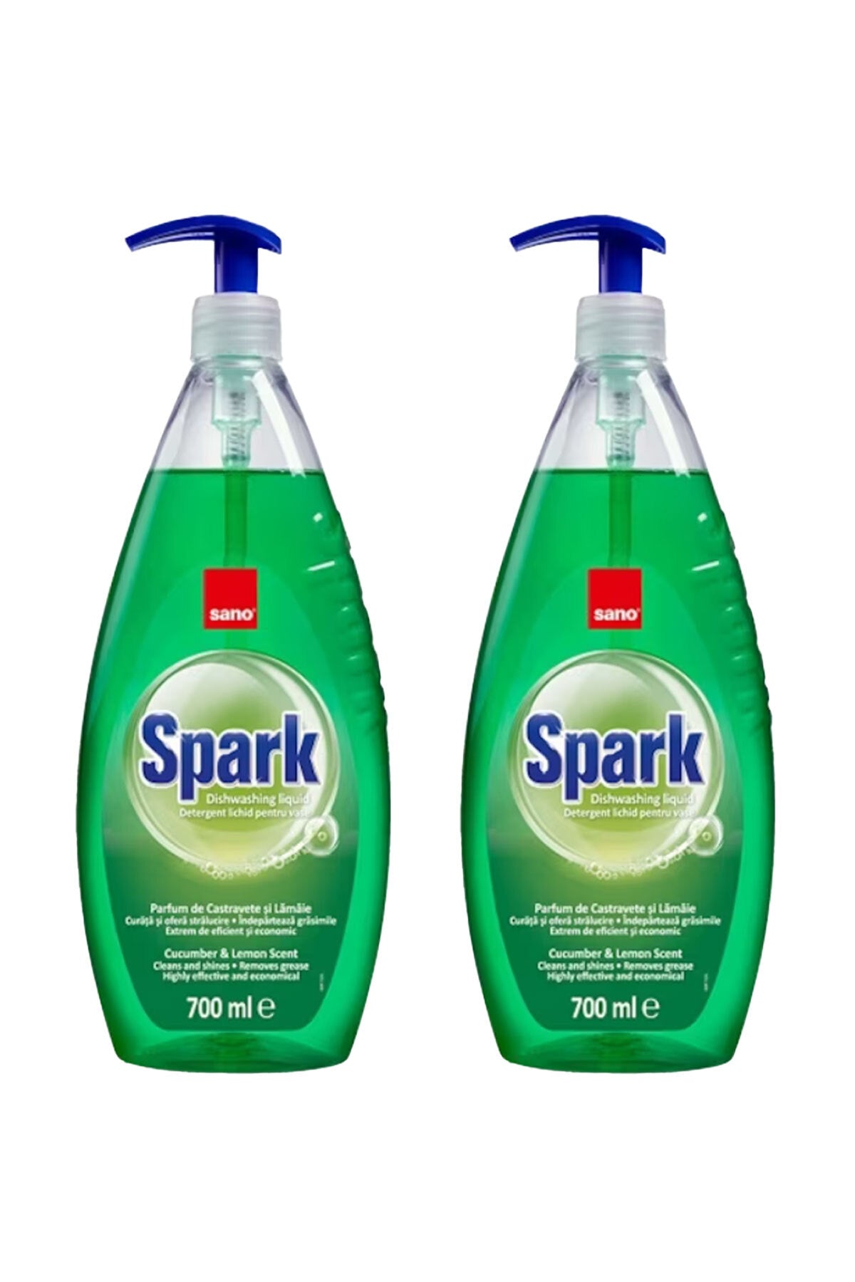 Detergent de vase Spark cu pompa castravete si lamaie 700 ml x 2 buc