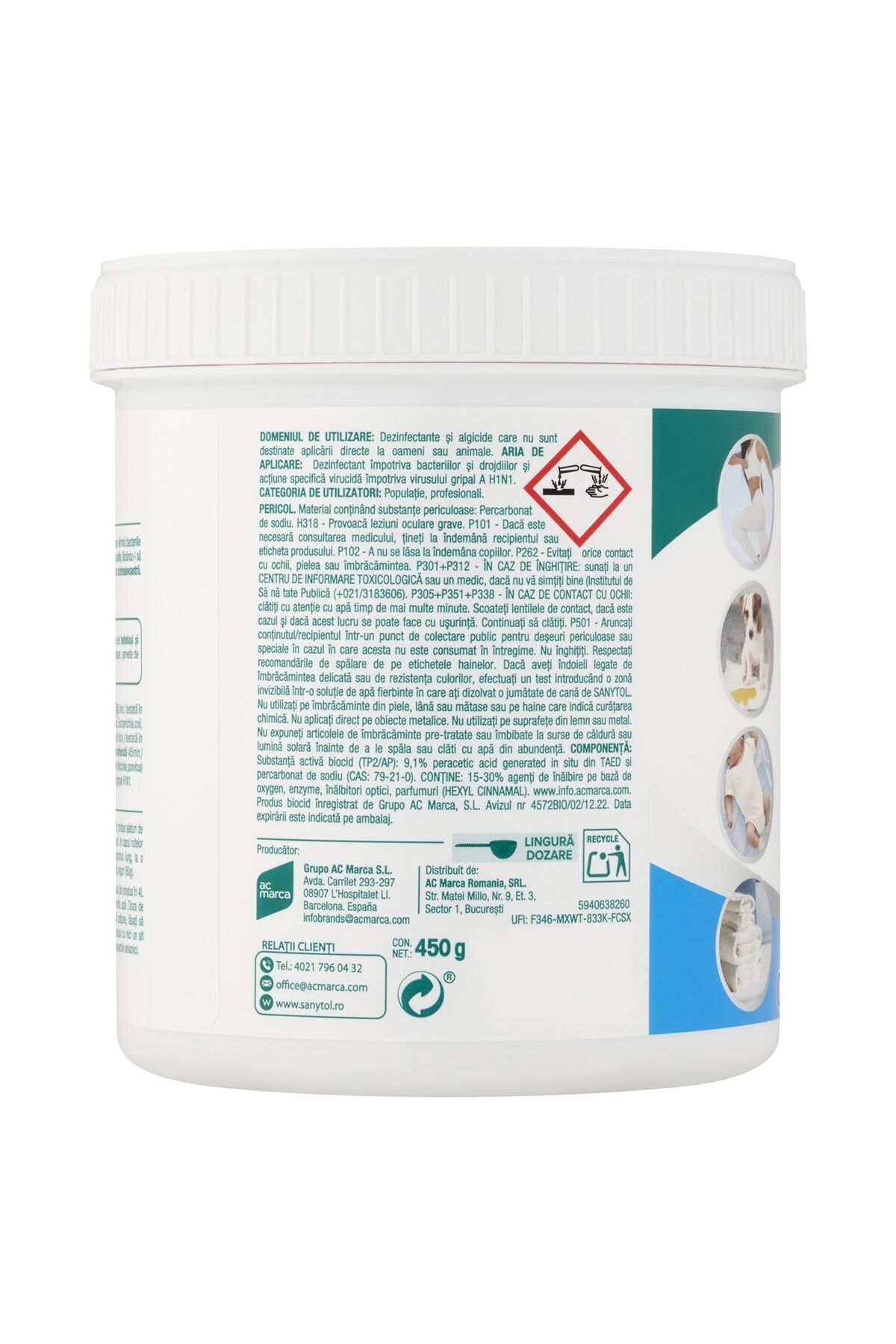 Dezinfectat pudra pentru indepartarea petelor Sanytol haine albe 450g