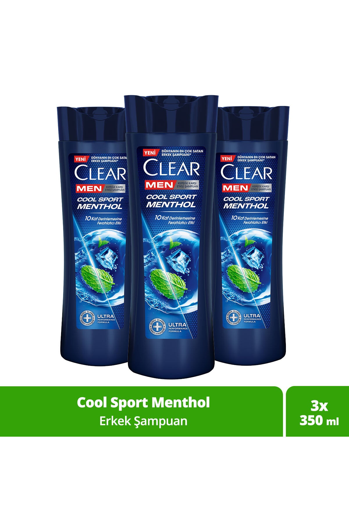 Șampon Cool Sport Menthol anti-mătreață pentru bărbați 350 ml - Set 3 bucăți