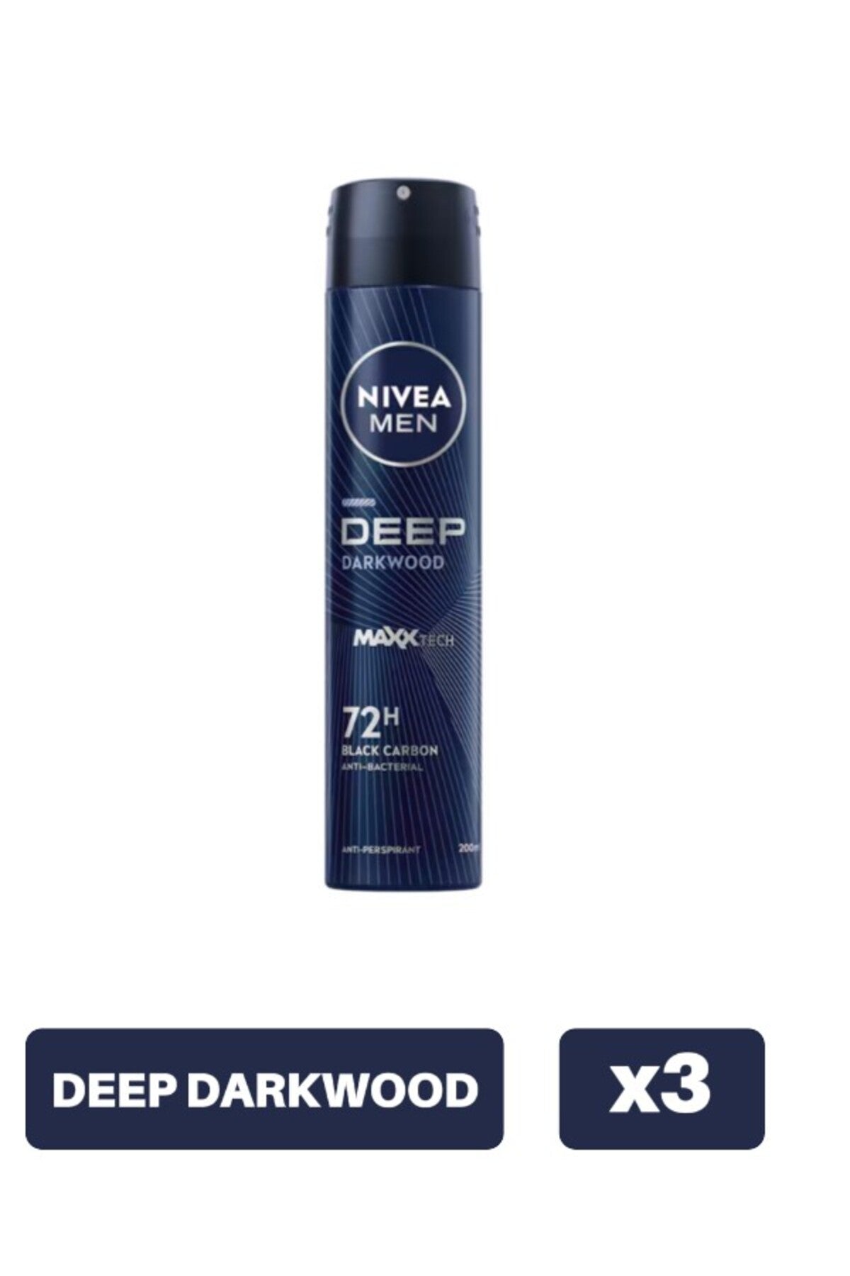 Men Deep Black Carbon - Antiperspirant 72h Deo Spray 200ml X3 bucăți