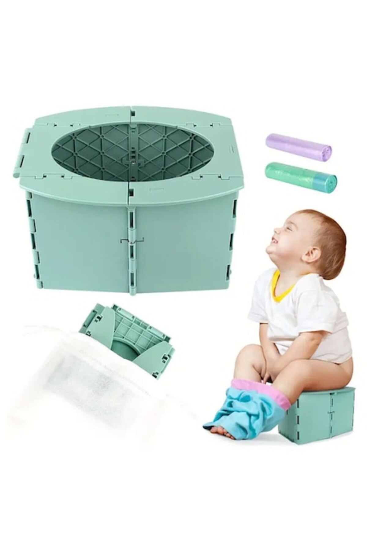Olița pliabilă portabilă verde din plastic 24.5x20x15cm