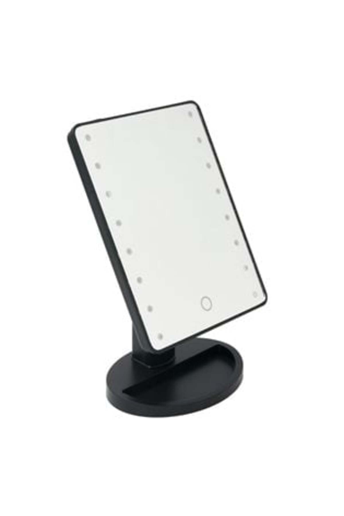 Oglindă de machiaj neagră cu 16 lumini LED 17 x 27 cm
