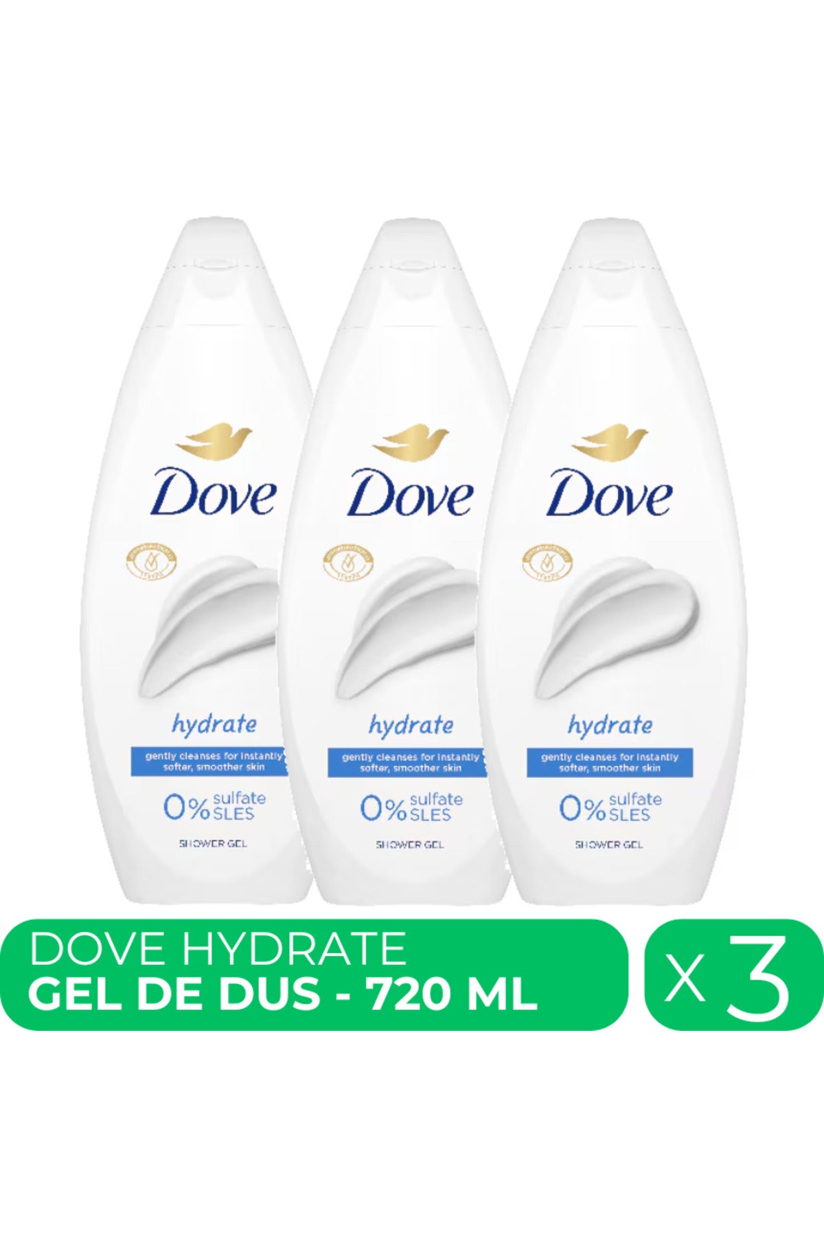 Hydrate, gel de dus hidratant, 3 buc x 720 ml