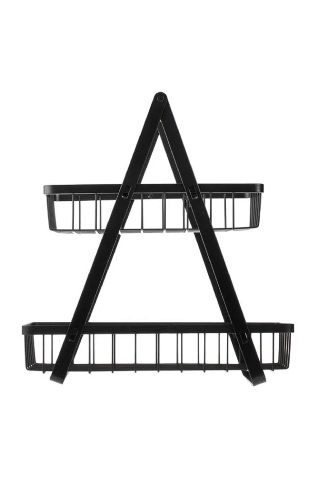 Raft metalic cu maner din lemn pentru bucatarie, 2 nivele, 30x18x32cm, greutate maxima 10 kg
