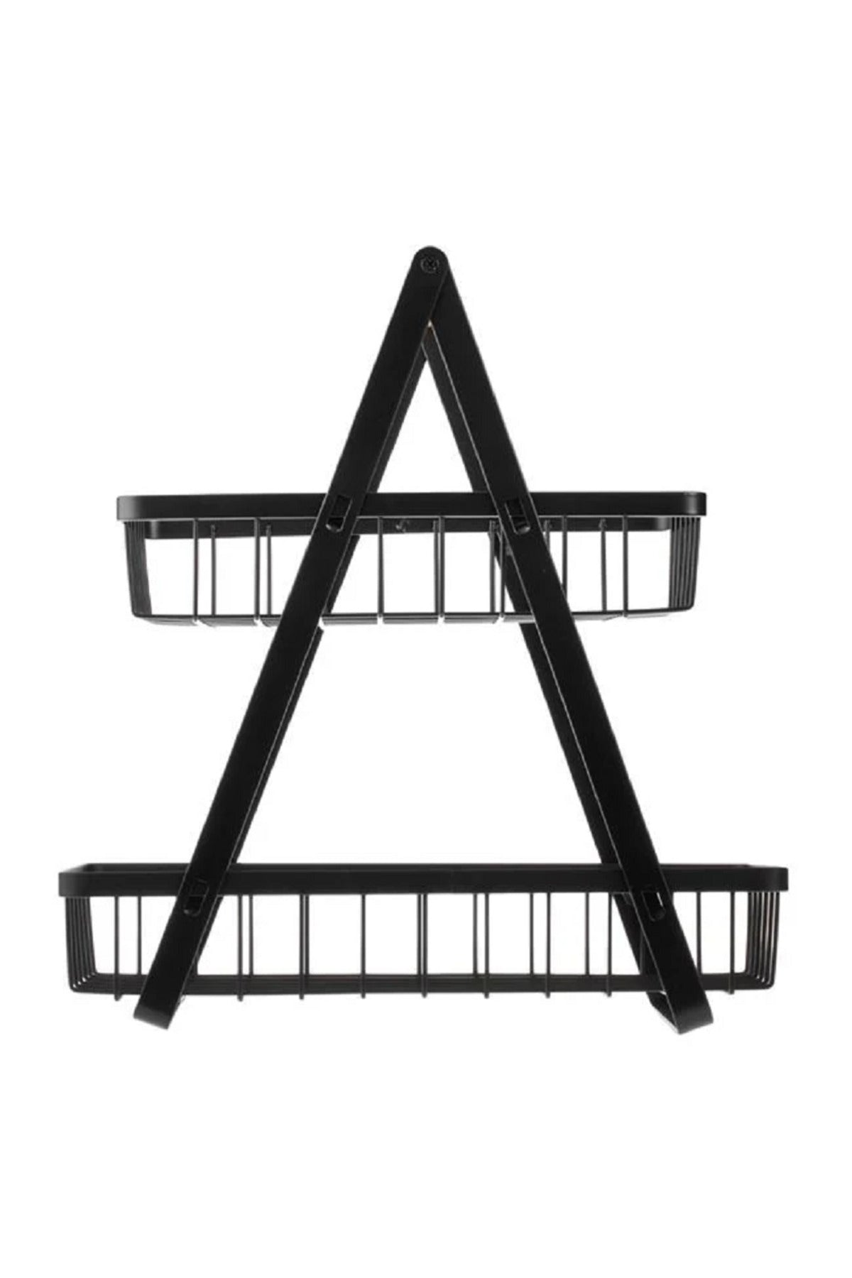 Raft metalic cu maner din lemn pentru bucatarie, 2 nivele, 30x18x32cm, greutate maxima 10 kg