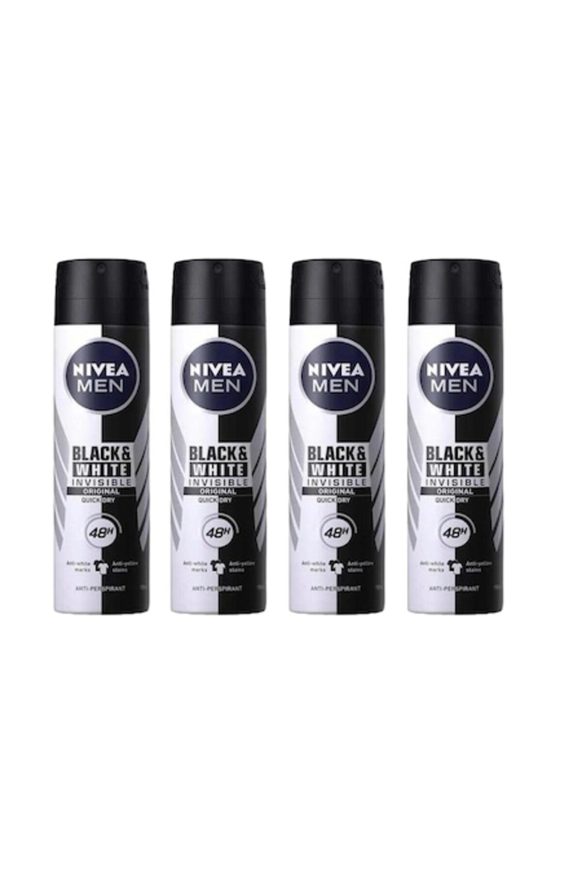 Set 4x Deodorant Spray Anti-Perspirant Black & White Invisible