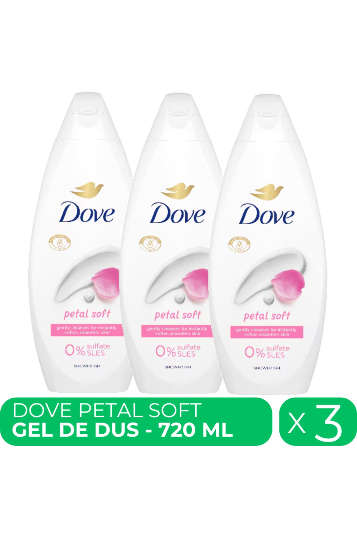 Petal Soft, gel de dus hidratant, 3 buc x 720 ml