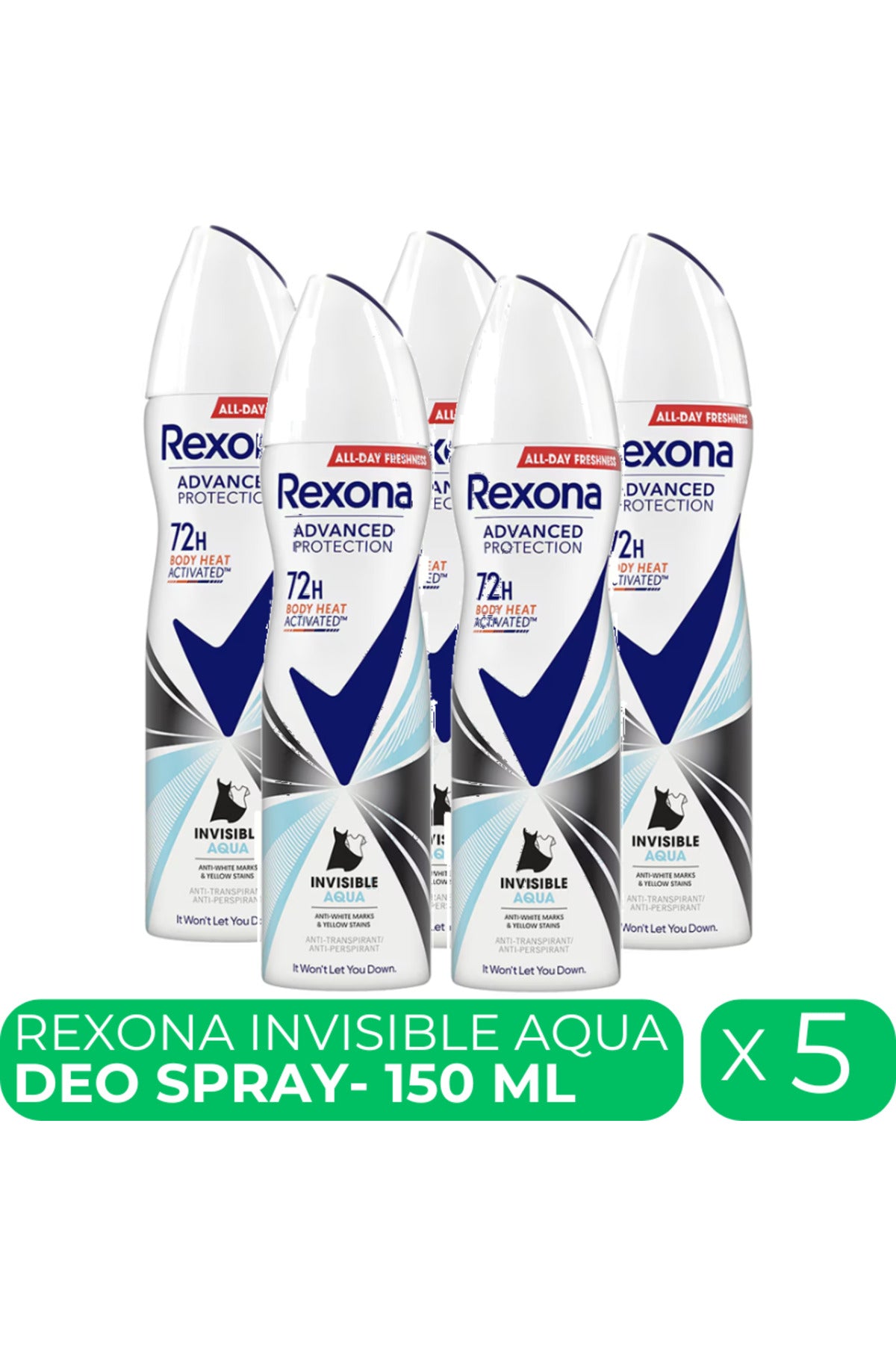 Invisible Aqua, deodorant spray femei, 5 x 150 ml