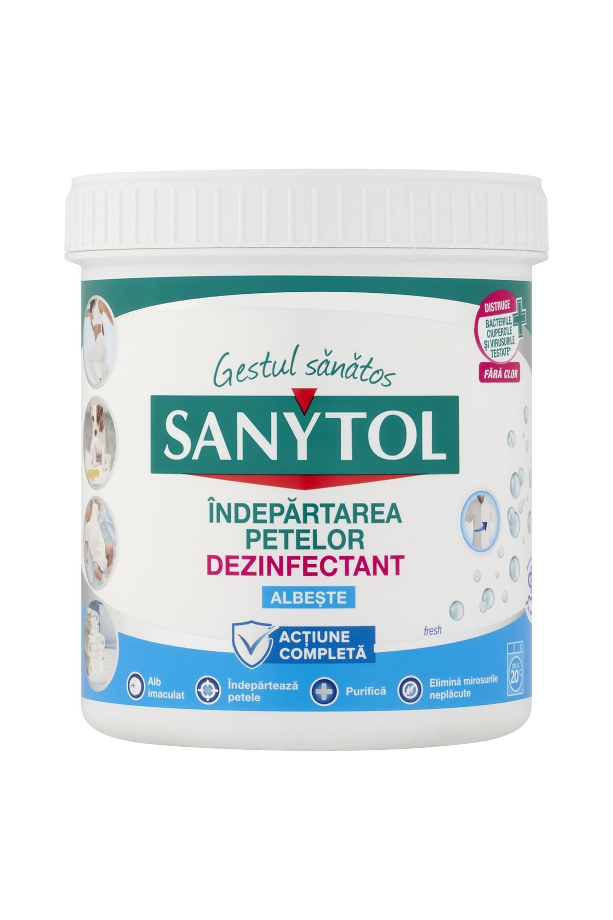Dezinfectat pudra pentru indepartarea petelor Sanytol, haine albe, 450g