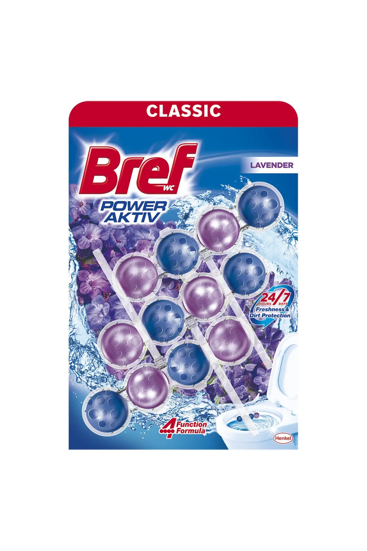 Odorizant toaletă Bref Power Aktiv Lavandă 3x50g