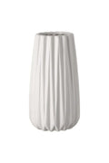Vază decorativă ceramică albă cu dungi verticale Ø12x18cm
