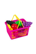 Set jucării fructe în coș de cumpărături, din plastic, 18 piese