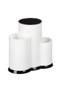 Suport pentru cutite si ustensile de bucatarie 3 compartimente plastic alb 23x12x22cm