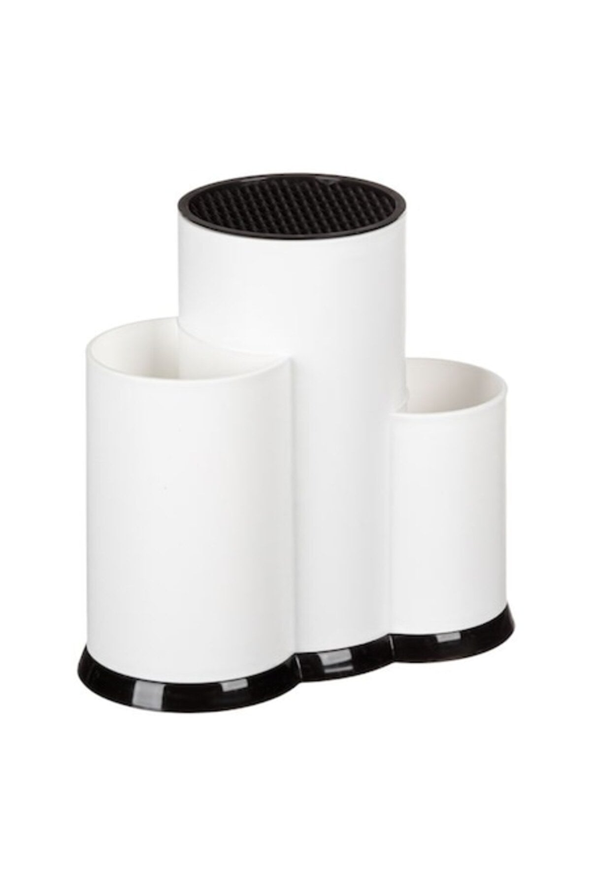 Suport pentru cutite si ustensile de bucatarie 3 compartimente plastic alb 23x12x22cm