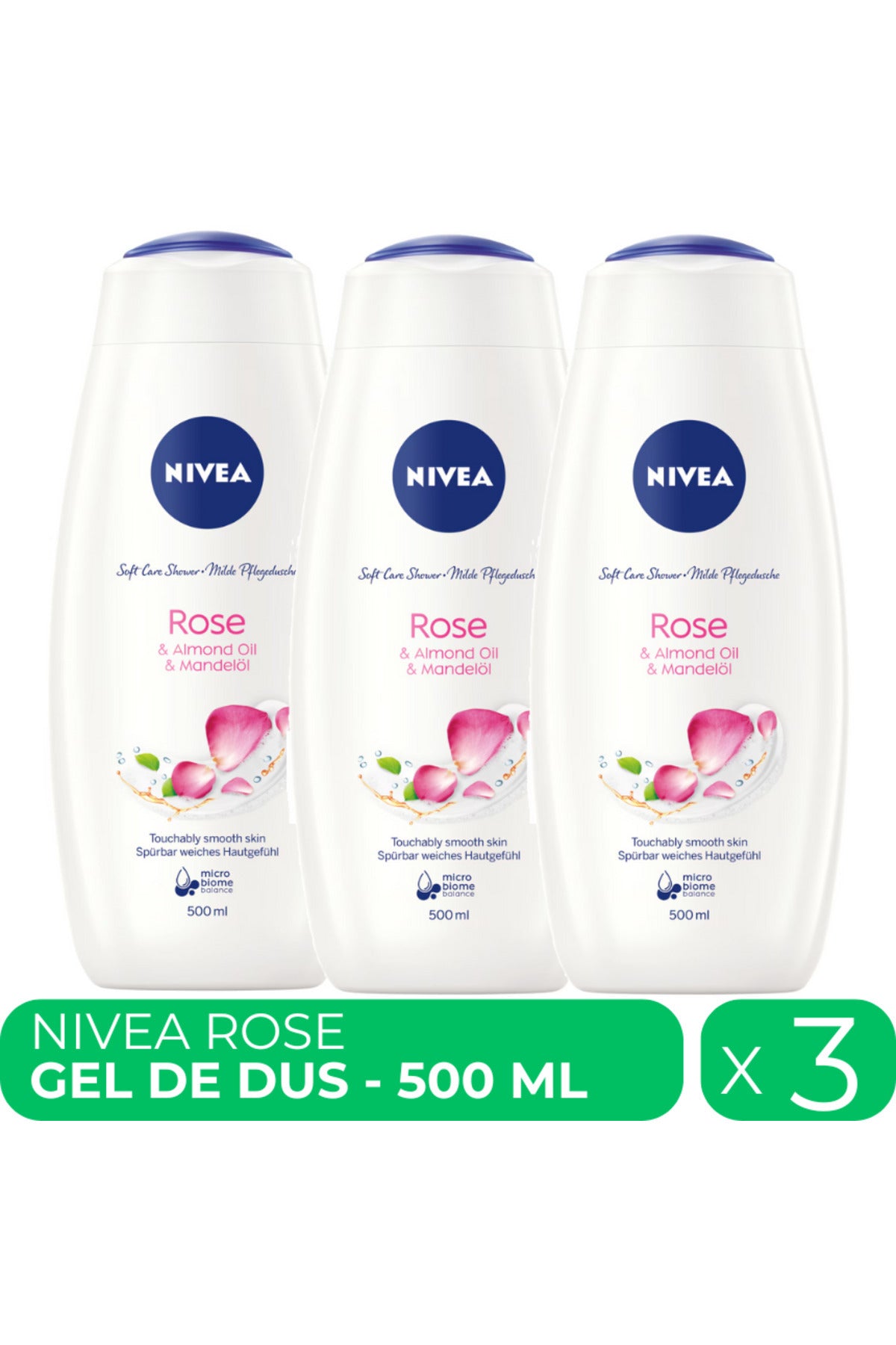 Trandafir, Gel de dus hidratant, 3 buc X 500 ml