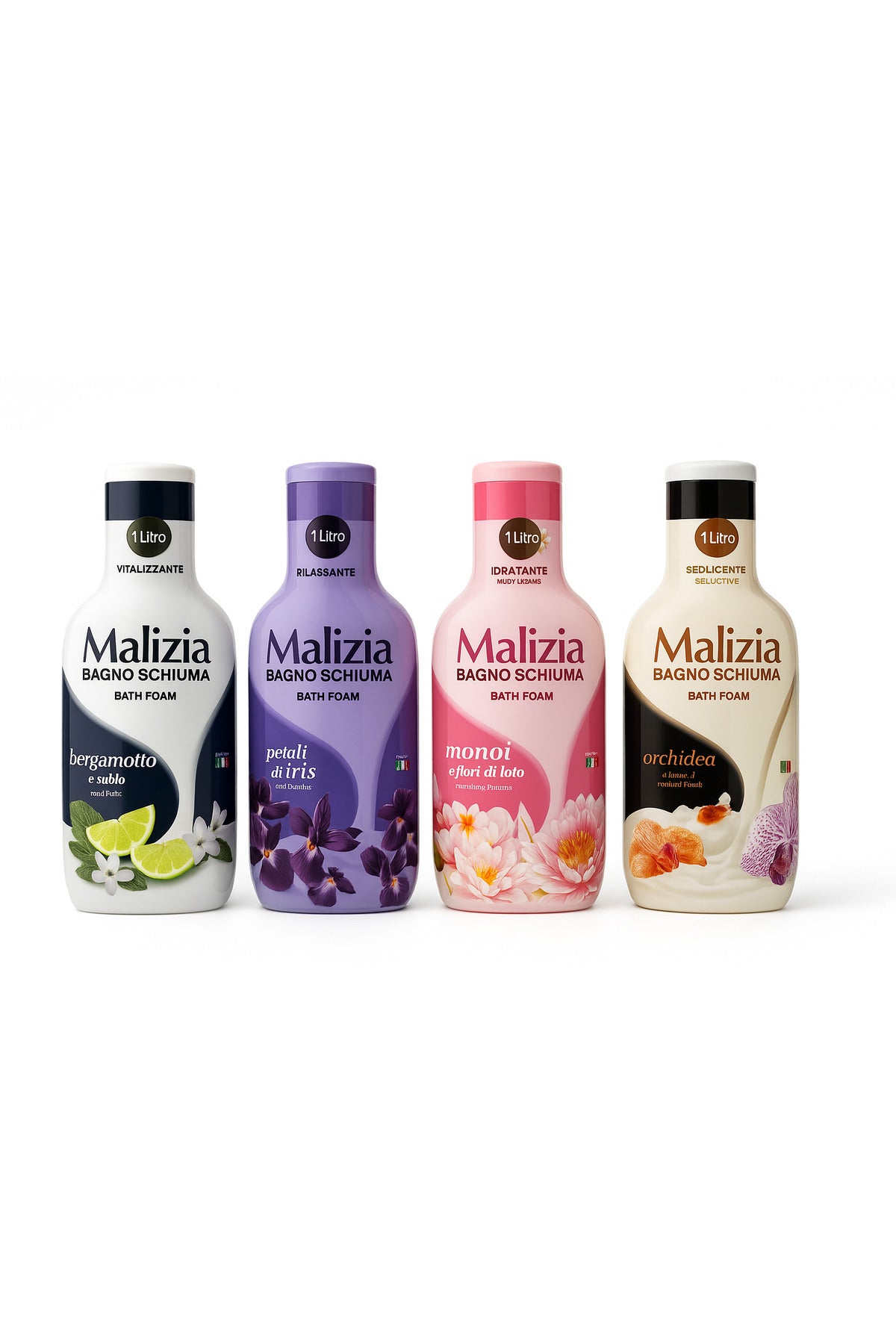 Set 4X Gel de Dus Bergamoto, Iris, Monoi, Orhidea 1L
