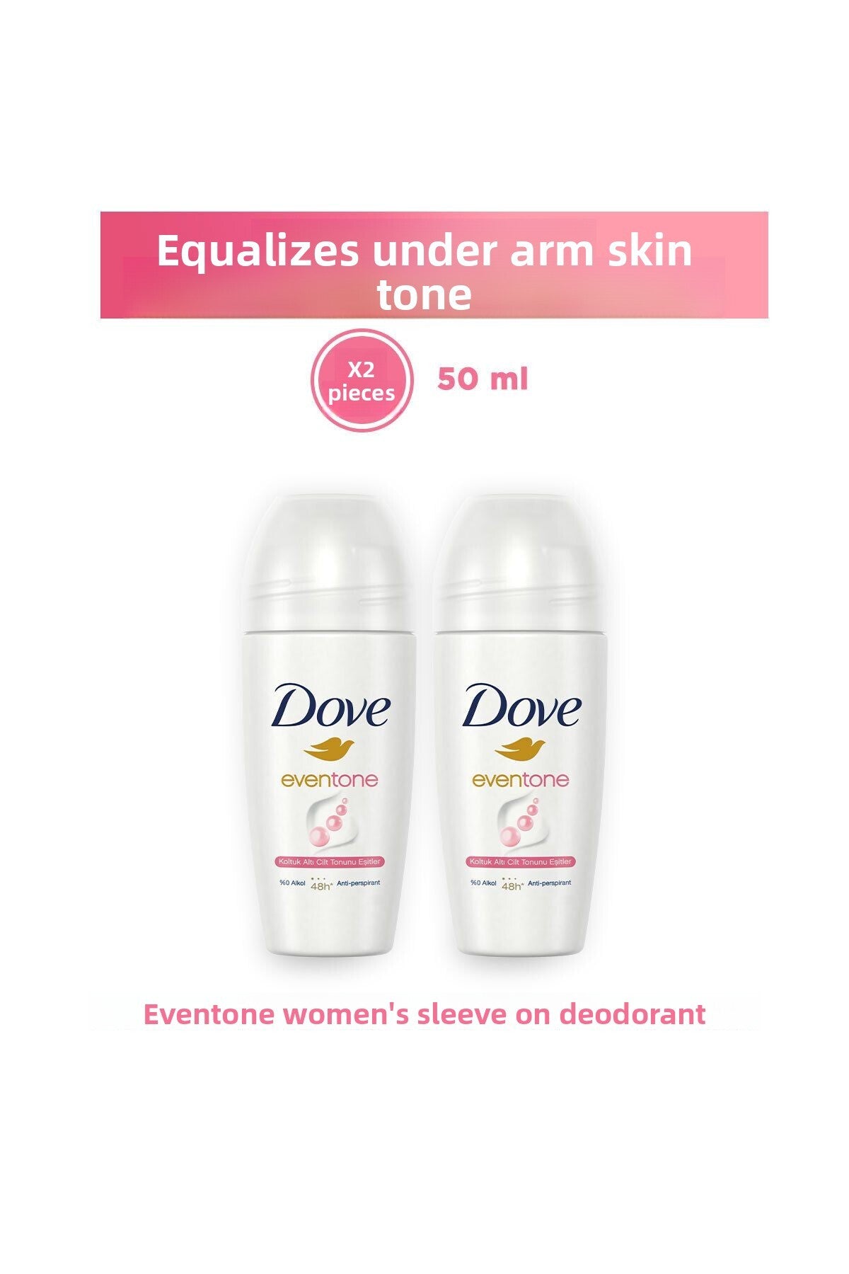 Deodorant roll-on pentru femei Eventone 1/4 Nemlendirici Krem 50 ml x2