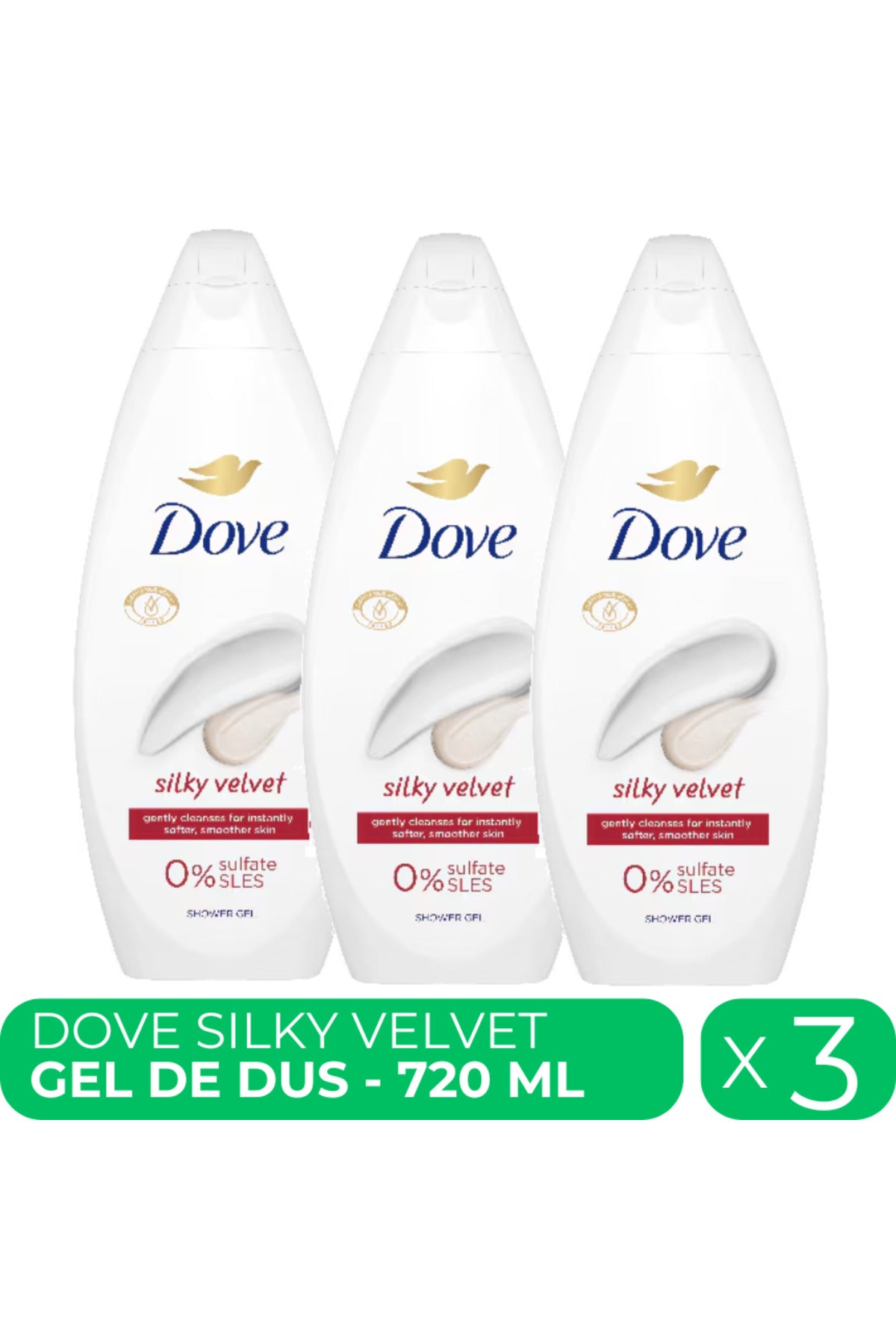 Silky Velvet gel de dus hidratant 3 buc x 720 ml