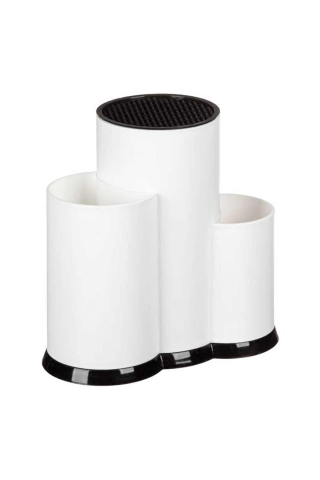 Suport pentru cutite si ustensile de bucatarie 3 compartimente plastic alb 23x12x22cm