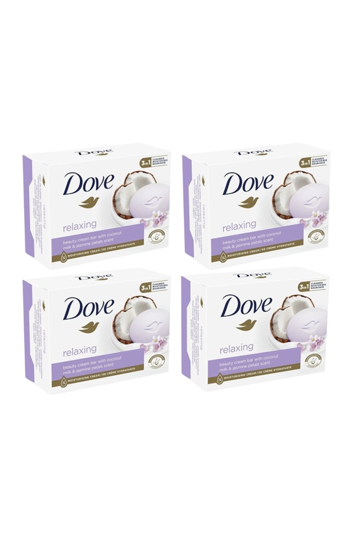 Set Sapun Relaxing, Coconut Milk & Jasmine Petals Scent, 4 bucati x 90g