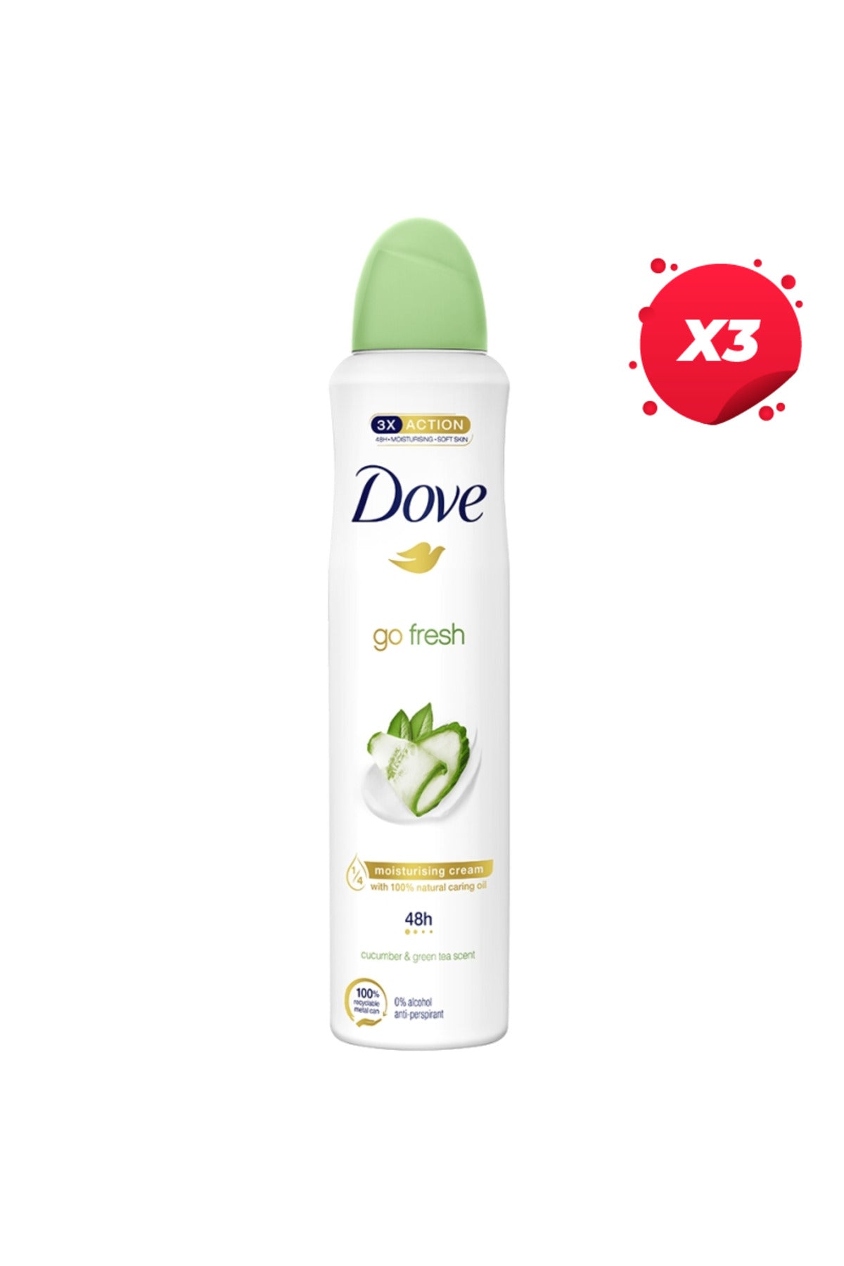 SET 3 BUCATI Antiperspirant Dove 250 ml Go Fresh Castravete si Ceai Verde