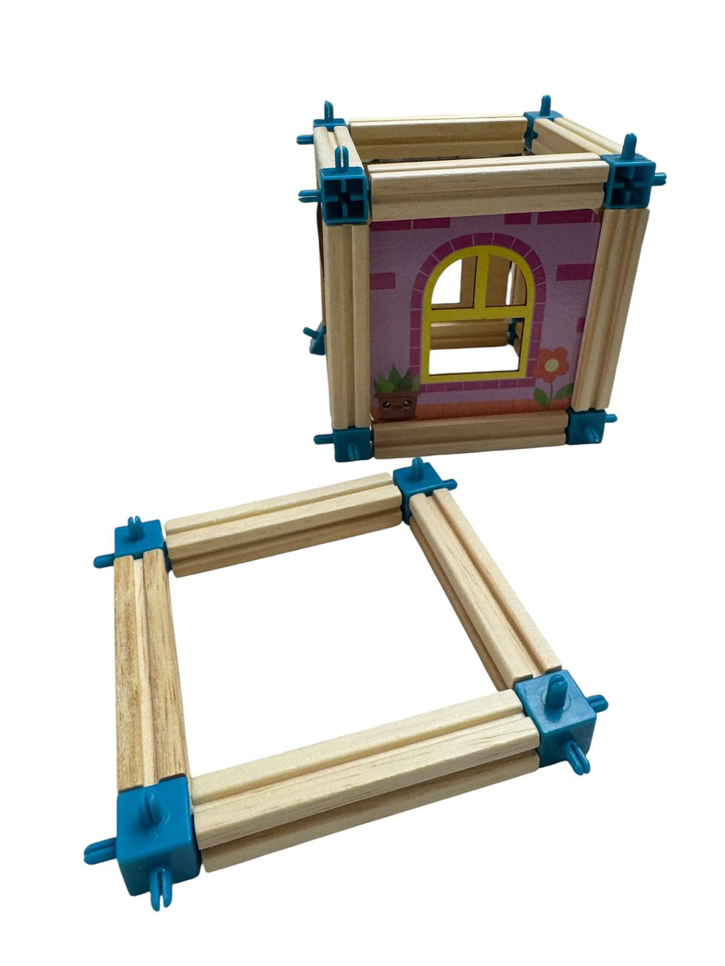 Set construcție Interactiv din lemn – 268 piese, cu ghid ilustrat, 36 luni+