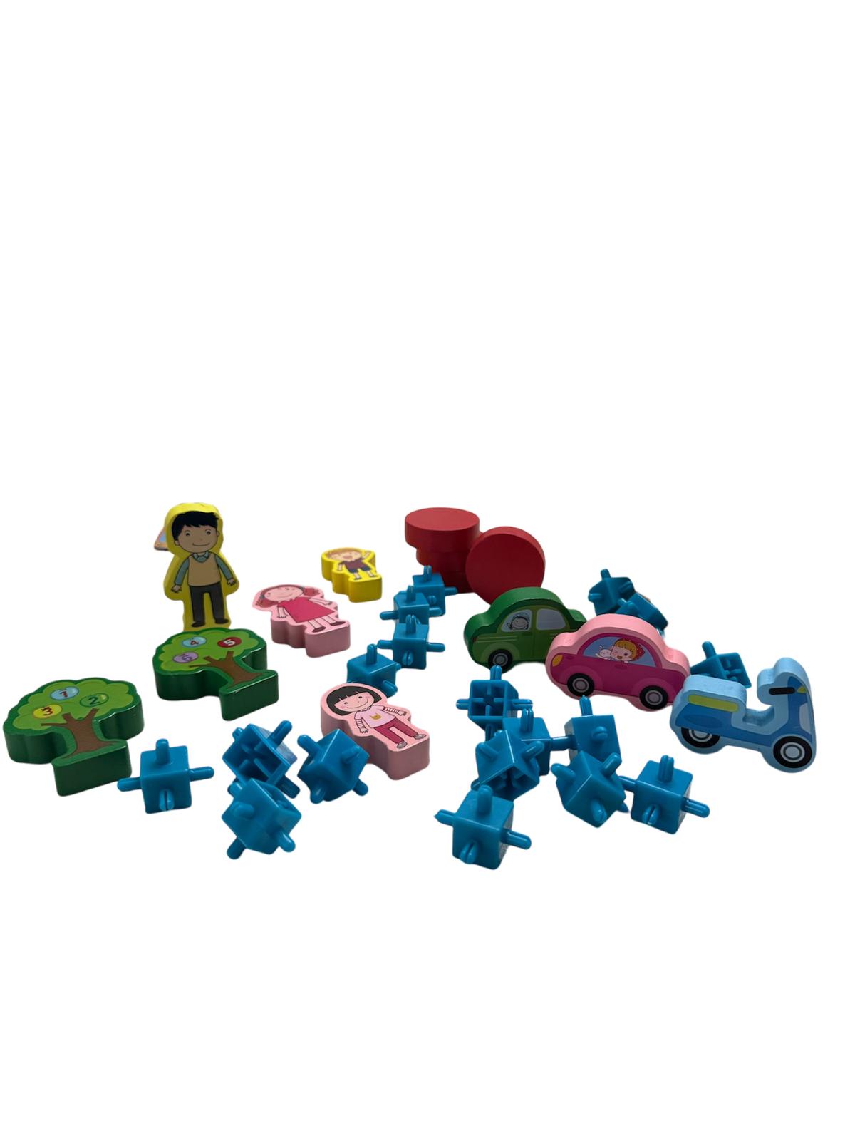 Set construcție Interactiv din lemn – 268 piese, cu ghid ilustrat, 36 luni+