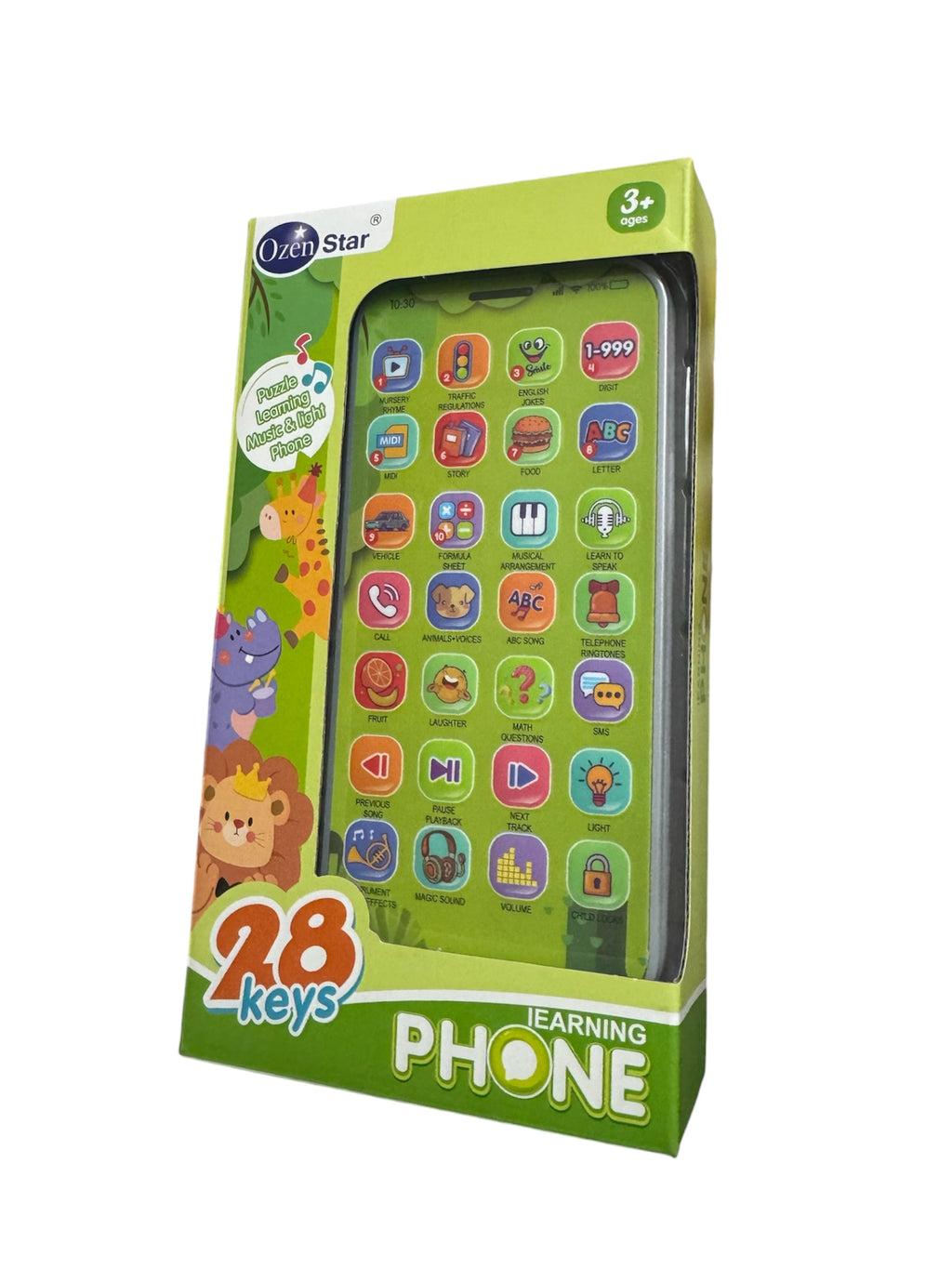 Telefon Educativ Interactiv pentru Copii, 28 taste, Verde, 3+ ani