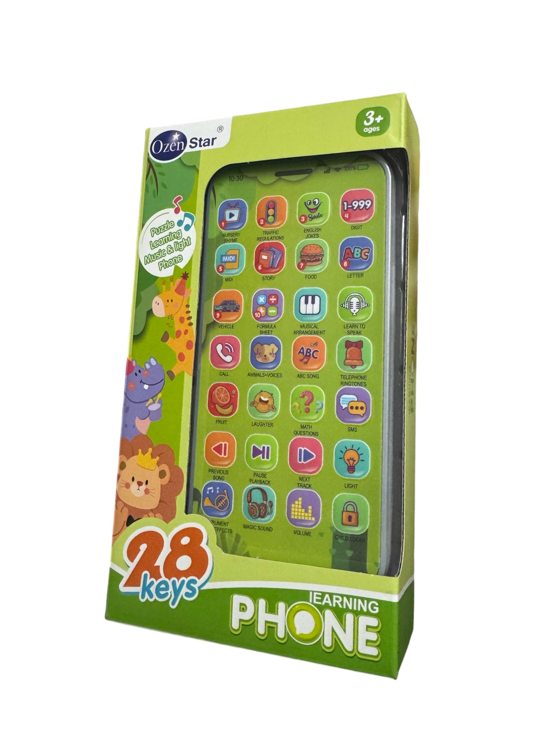 Telefon Educativ Interactiv pentru Copii, 28 taste, Verde, 3+ ani