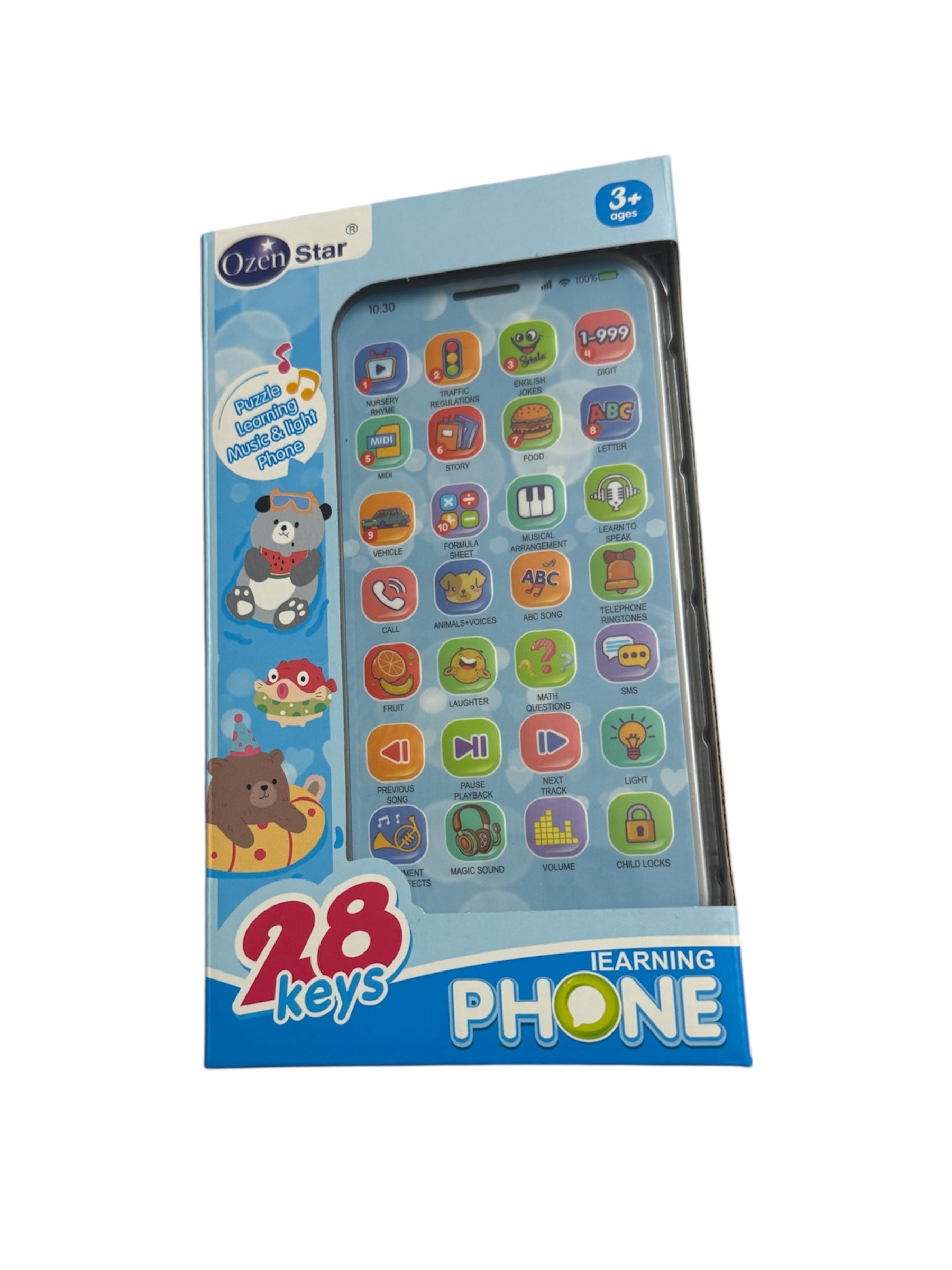 Telefon Educativ Interactiv pentru Copii, 28 taste, Albastru, 3+