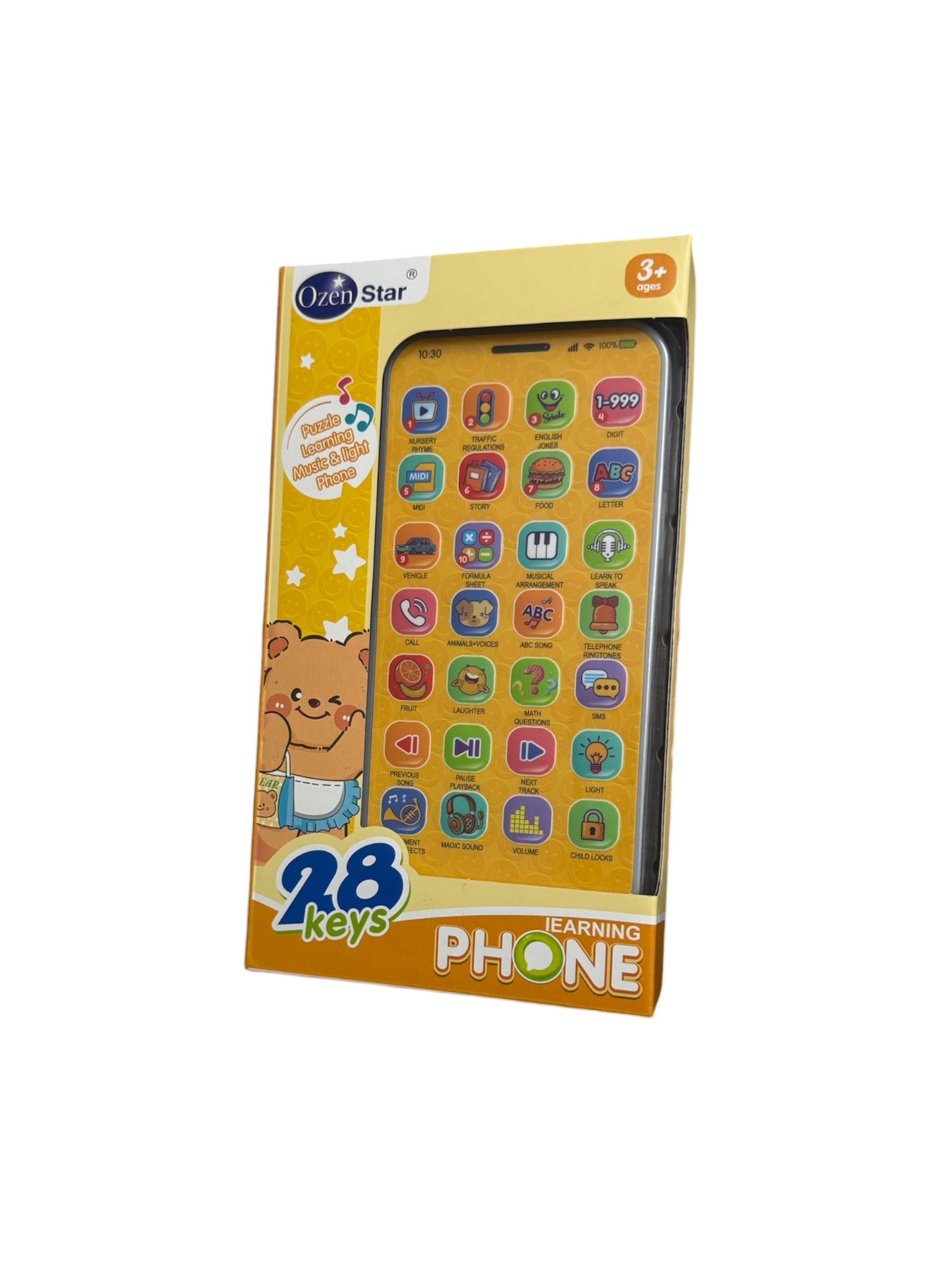 Telefon Educativ Interactiv pentru Copii, 28 taste, Galben, 3+ ani