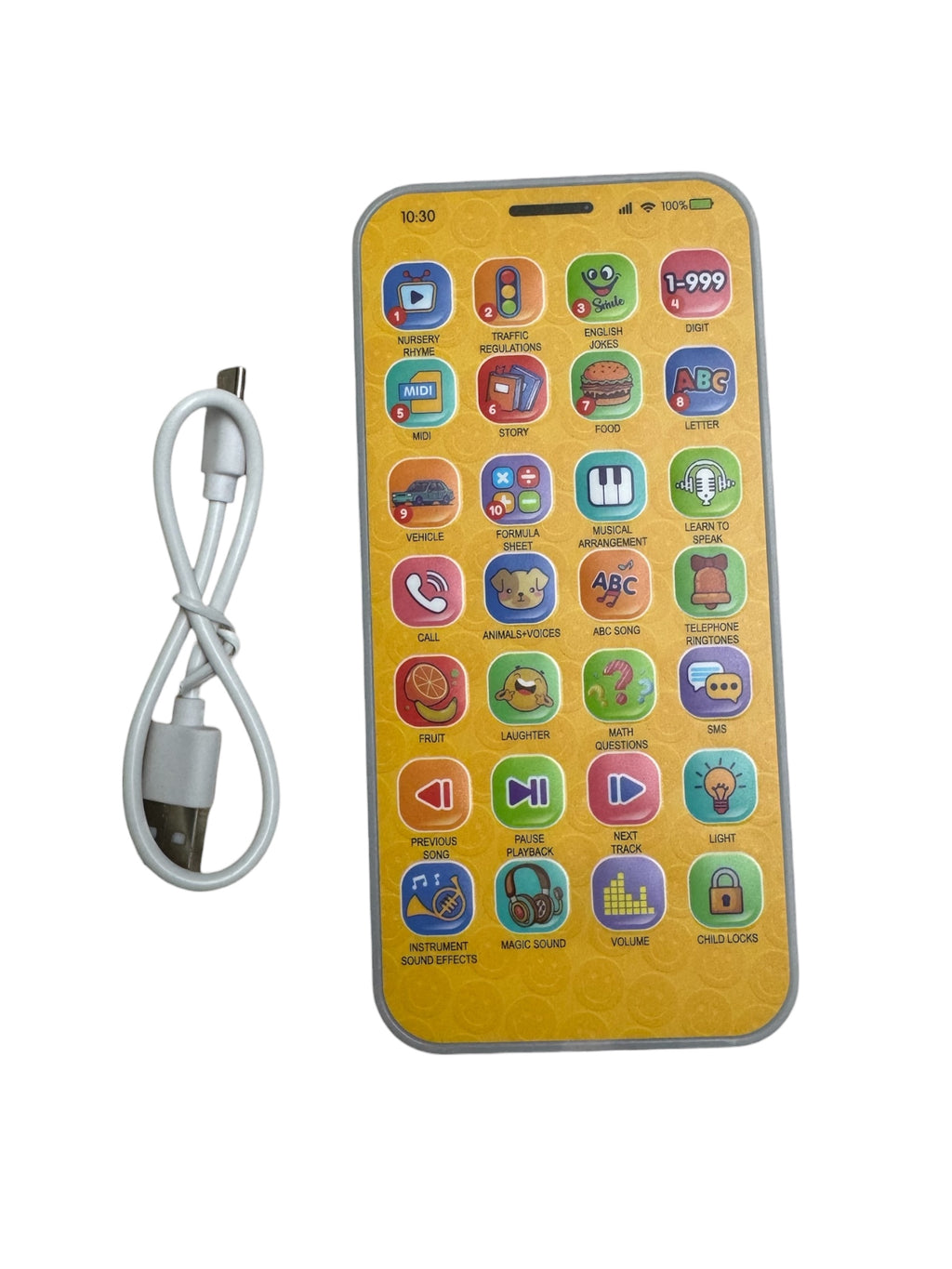Telefon Educativ Interactiv pentru Copii, 28 taste, Galben, 3+ ani