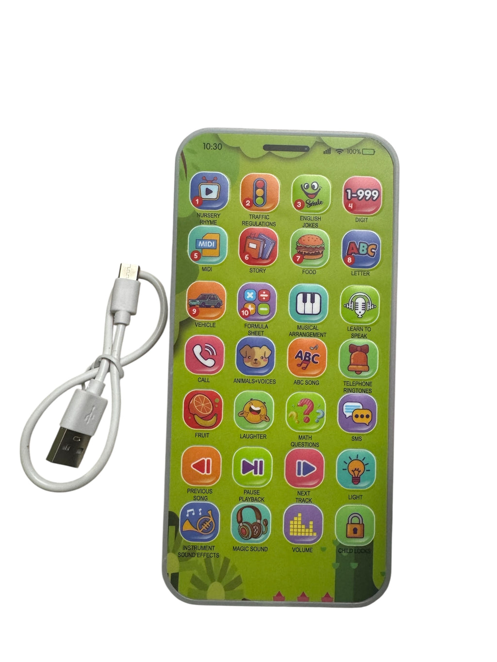 Telefon Educativ Interactiv pentru Copii, 28 taste, Verde, 3+ ani