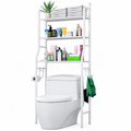 Raft Organizator pentru Toaletă, 3 Polițe, Metalic, 65 x 25 x 153 cm, Alb