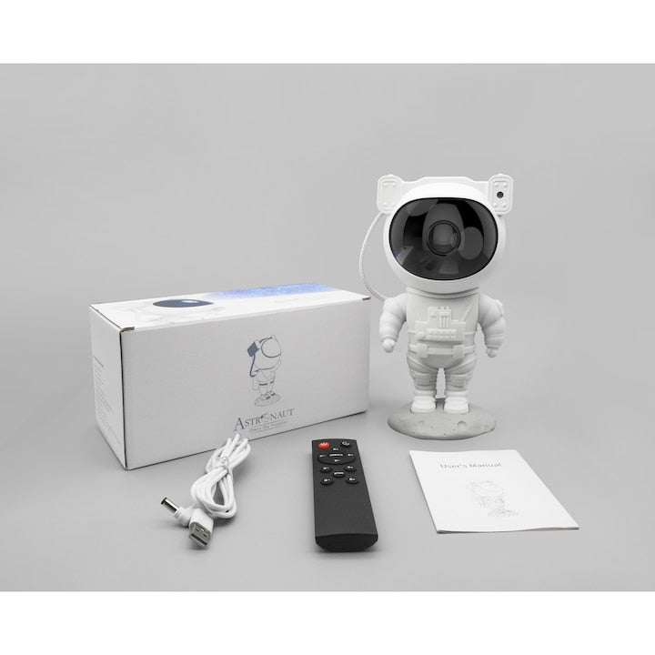 Proiector LED Astronaut cu Telecomandă, Lumină Nocturnă Stele, Timer, Proiecție Reglabilă, USB