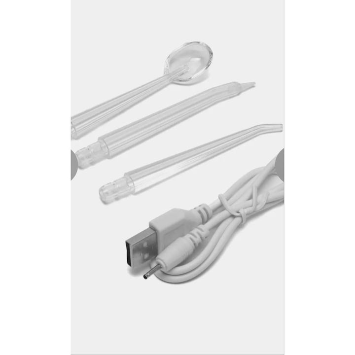 Irigator Bucal Portabil Reîncărcabil, 200ml, 3 Moduri, 4 Capete Incluse, Curățare Profesională Dentară, USB