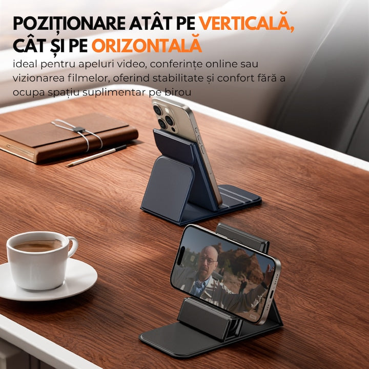 Mouse Pad cu Încărcare Wireless 15W, Multifuncțional, Suport Telefon Integrat, USB Type-C