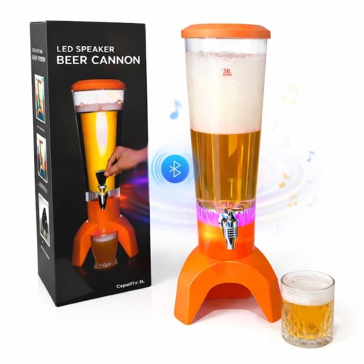 Dozator de Bere cu Iluminare LED RGB și Boxă Bluetooth Integrată, Capacitate 3L, Reîncărcabil USB Type-C
