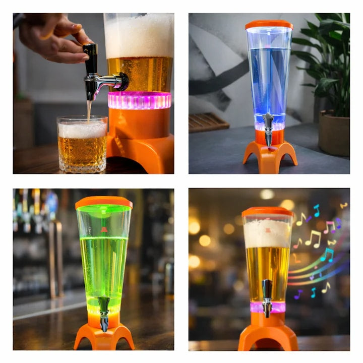 Dozator de Bere cu Iluminare LED RGB și Boxă Bluetooth Integrată, Capacitate 3L, Reîncărcabil USB Type-C