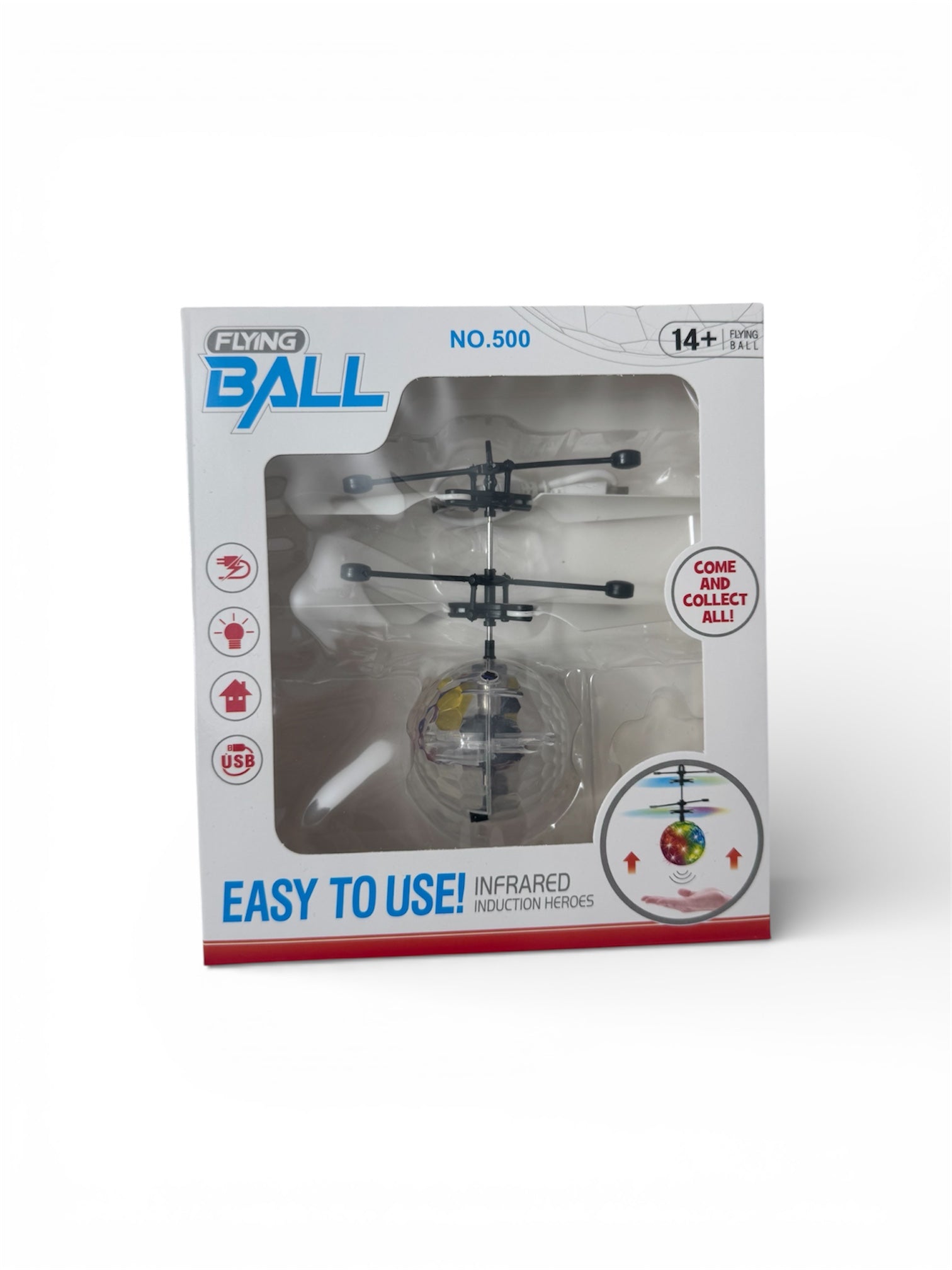 Dronă Flying Ball cu senzor infraroșu, lumini LED multicolore, reîncărcabilă USB