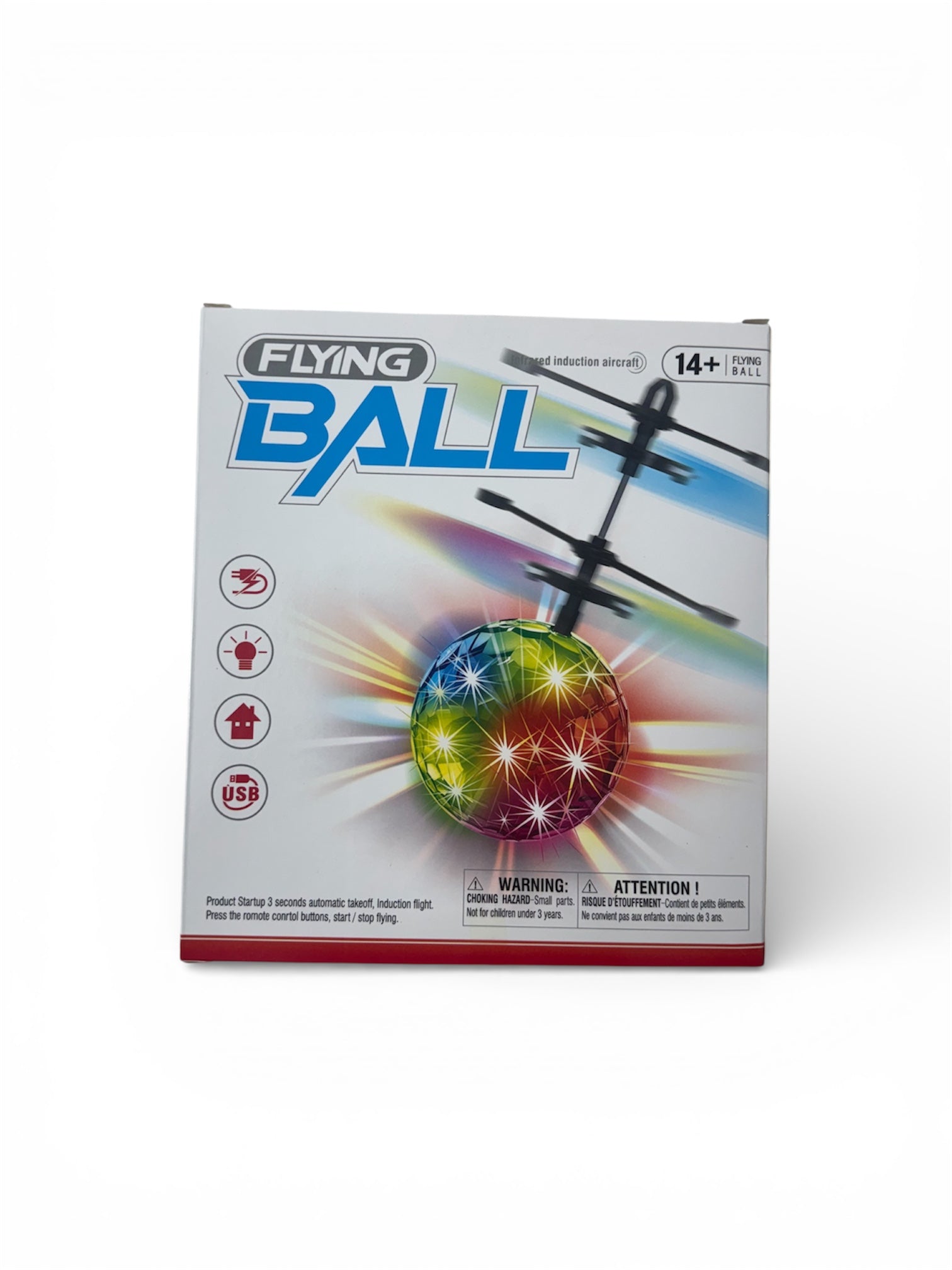 Dronă Flying Ball cu senzor infraroșu, lumini LED multicolore, reîncărcabilă USB