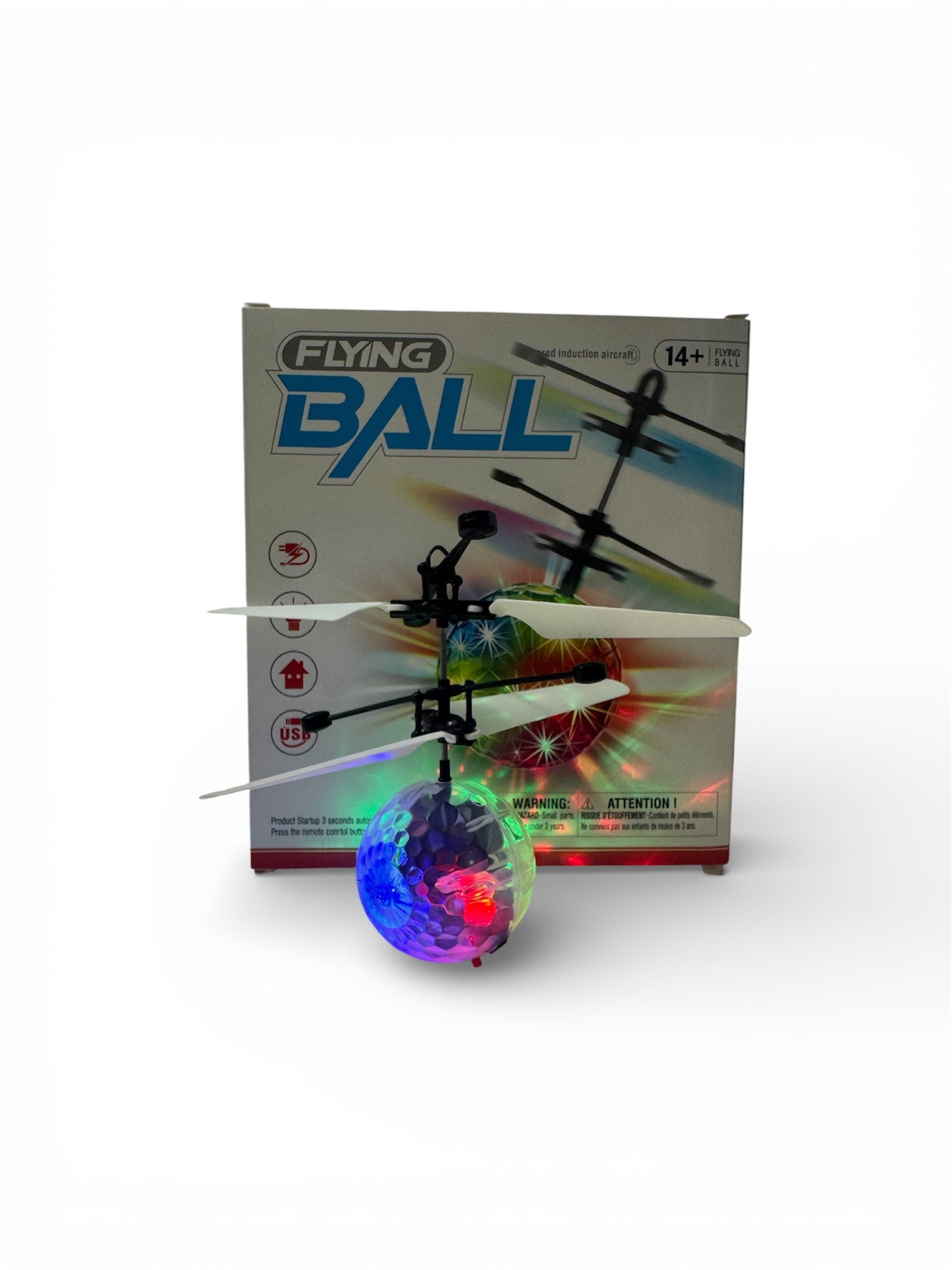 Dronă Flying Ball cu senzor infraroșu, lumini LED multicolore, reîncărcabilă USB