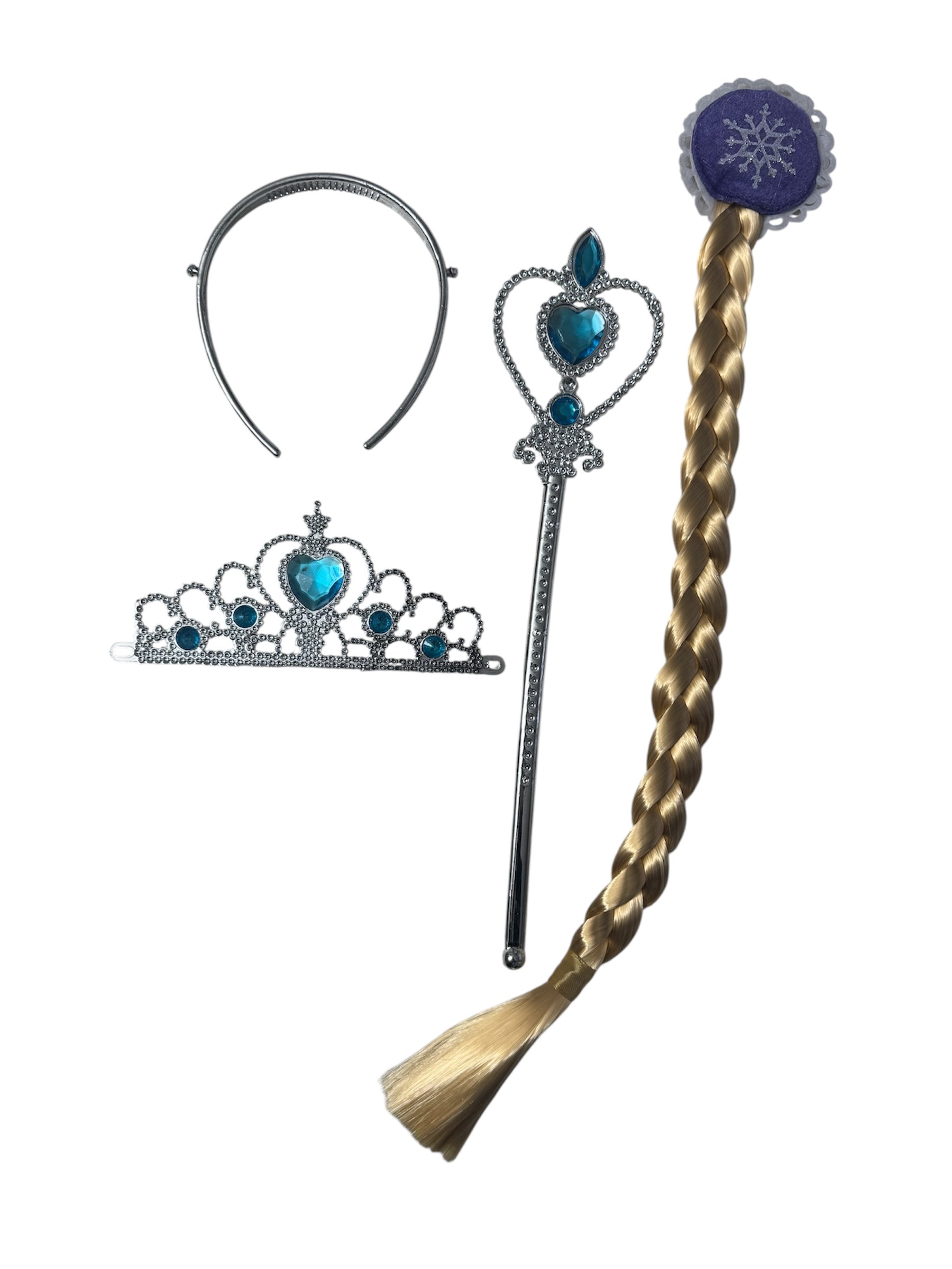 Set accesorii prințesă Regatul de Gheață – tiară, baghetă magică, coroniță și împletitură păr