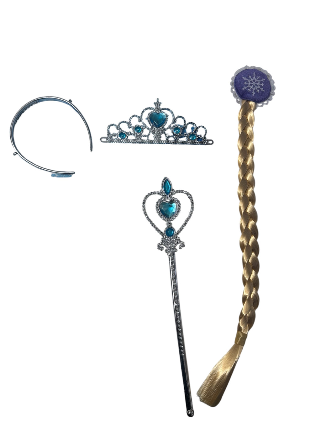 Set accesorii prințesă Regatul de Gheață – tiară, baghetă magică, coroniță și împletitură păr