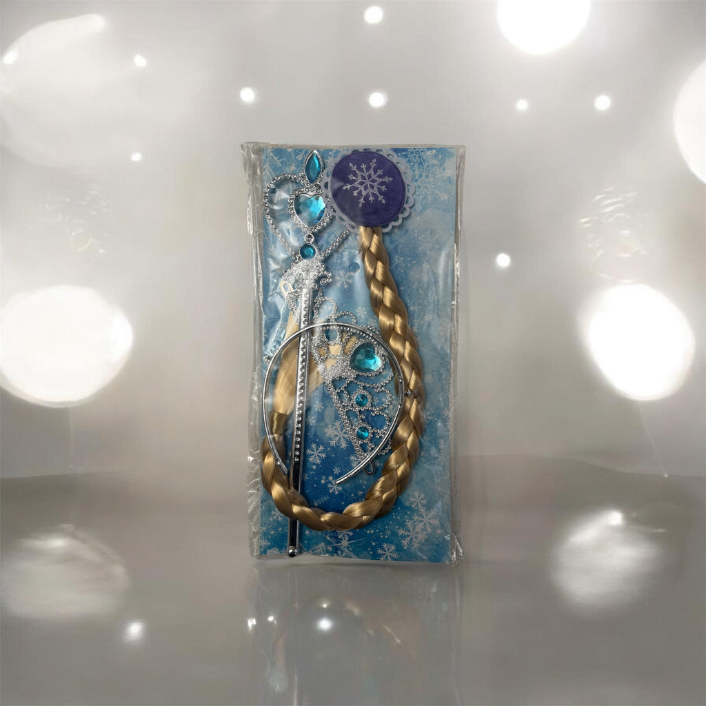 Set accesorii prințesă Regatul de Gheață – tiară, baghetă magică, coroniță și împletitură păr