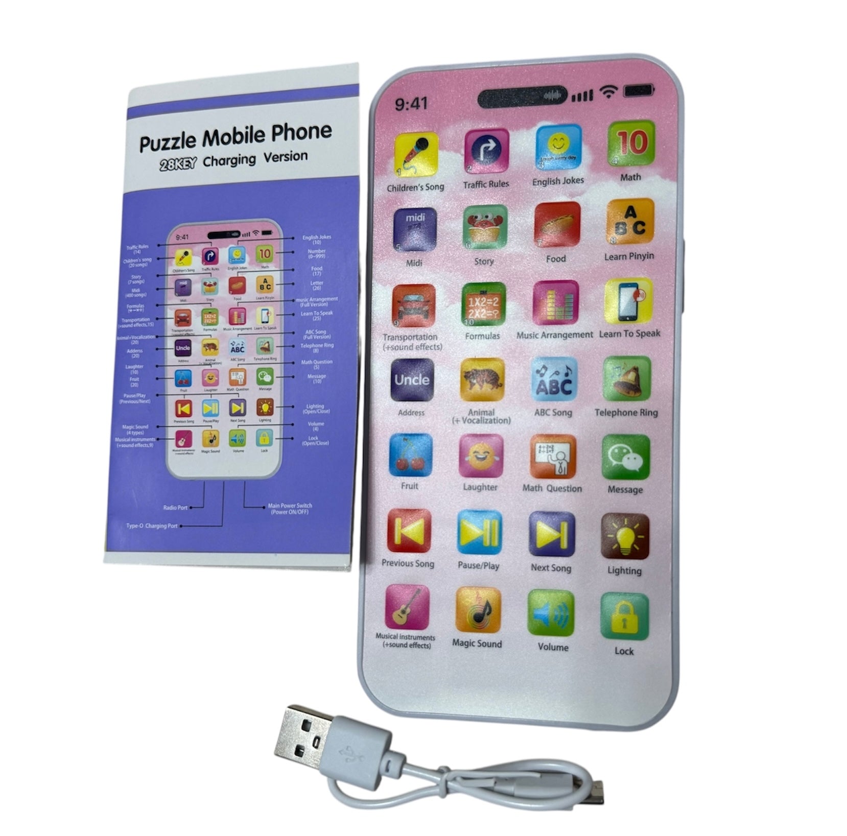 Telefon educativ de Jucărie pentru copii – Puzzle Phone, touchscreen, sunete și lumini
